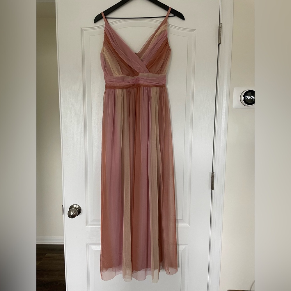 NWT - Lovely Grace - Pink and Orange Chiffon Floorlength Dress - Size Small